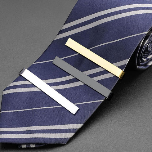 Roctee 3 Pack Skinny Tie Bar Clip Set, Suit Tie Clips for Men, Tie Necktie Clasp Pinch Clip on Tie, Suitable for Business Metting Wedding Annivers...
